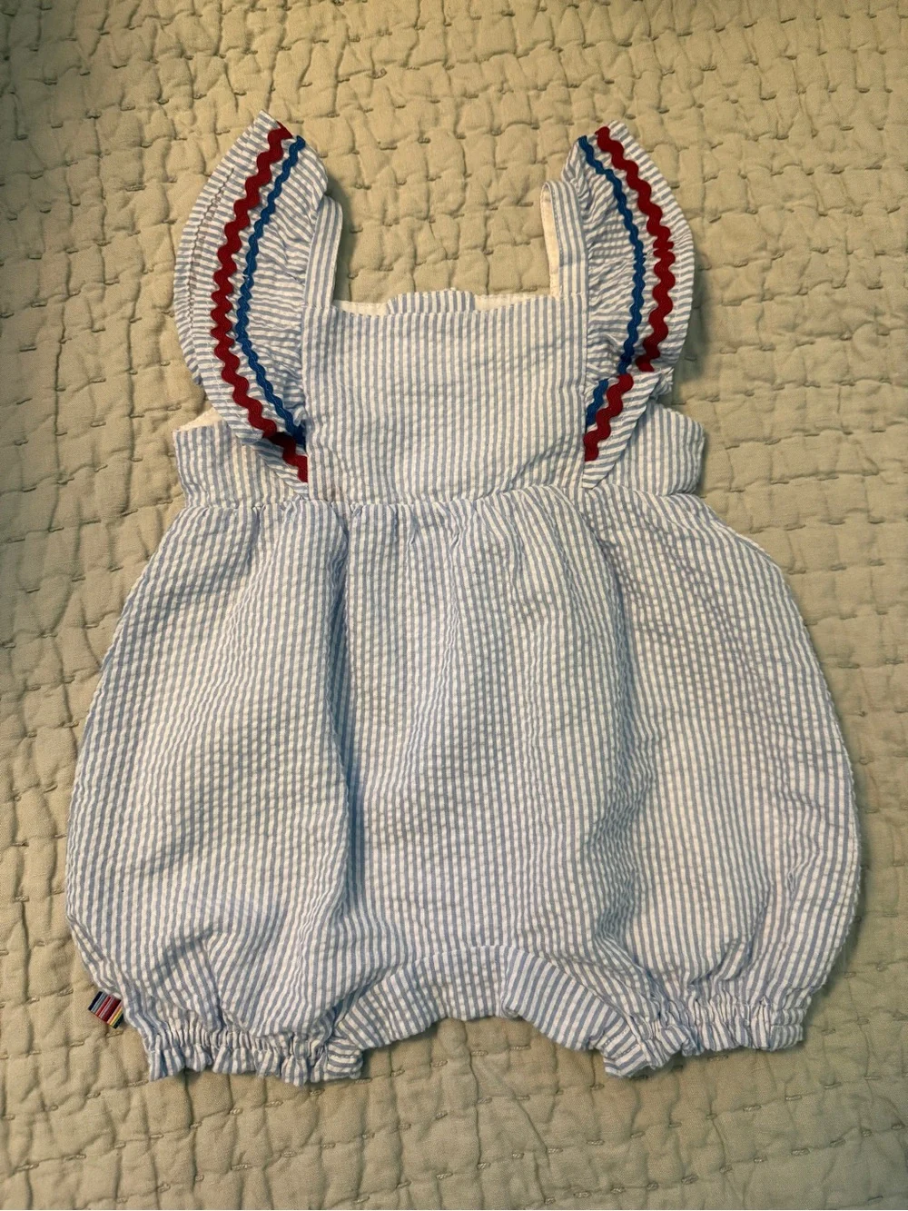 Magnetic Me Seersucker Stripe Flutter Sleeve Romper 3-6 months